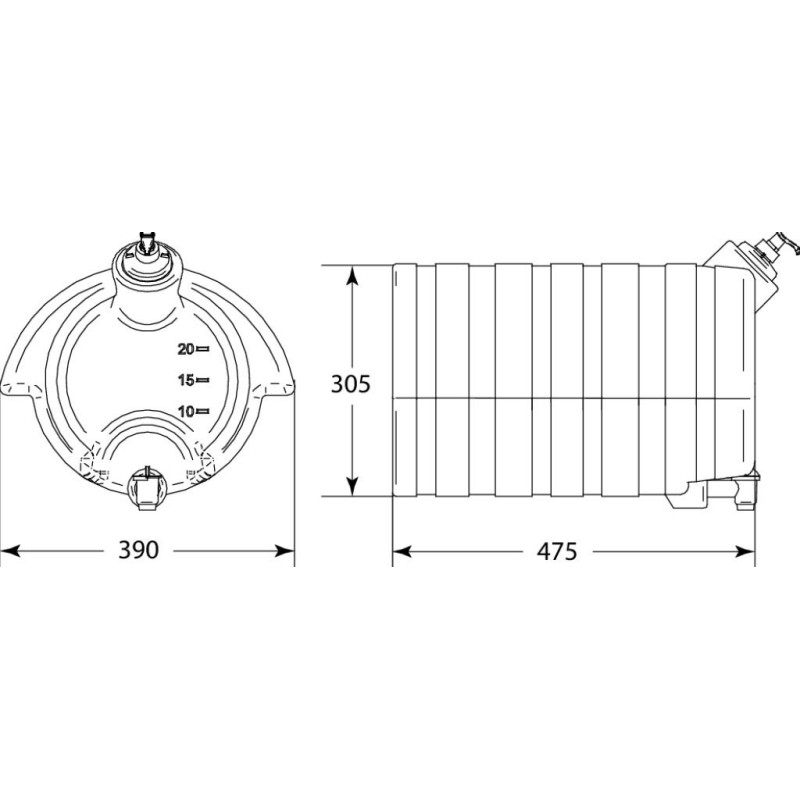Réservoir lave mains 30l noir pompe manuelle avec support